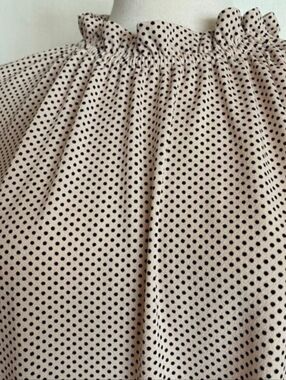 Adrianna Papell Polka Dot High-Neck Blouse in Nude & Black – Size M